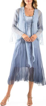 Komarov Charmeuse & Chiffon Cocktail Dress with Duster Jacket