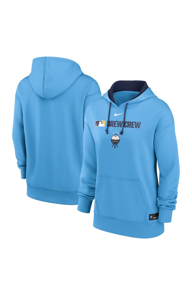 Nike Women's Nike Powder Blue Milwaukee Brewers Authentic Collection City Connect Performance Pullover Hoodie, Main, color, Powder Blue