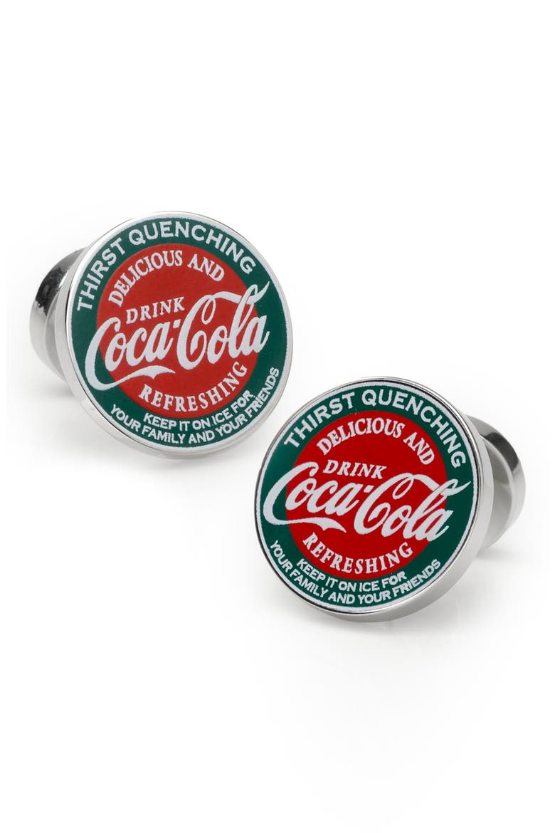 Men's Coca-Cola Vintage Cuff Links, Main, color, GREEN