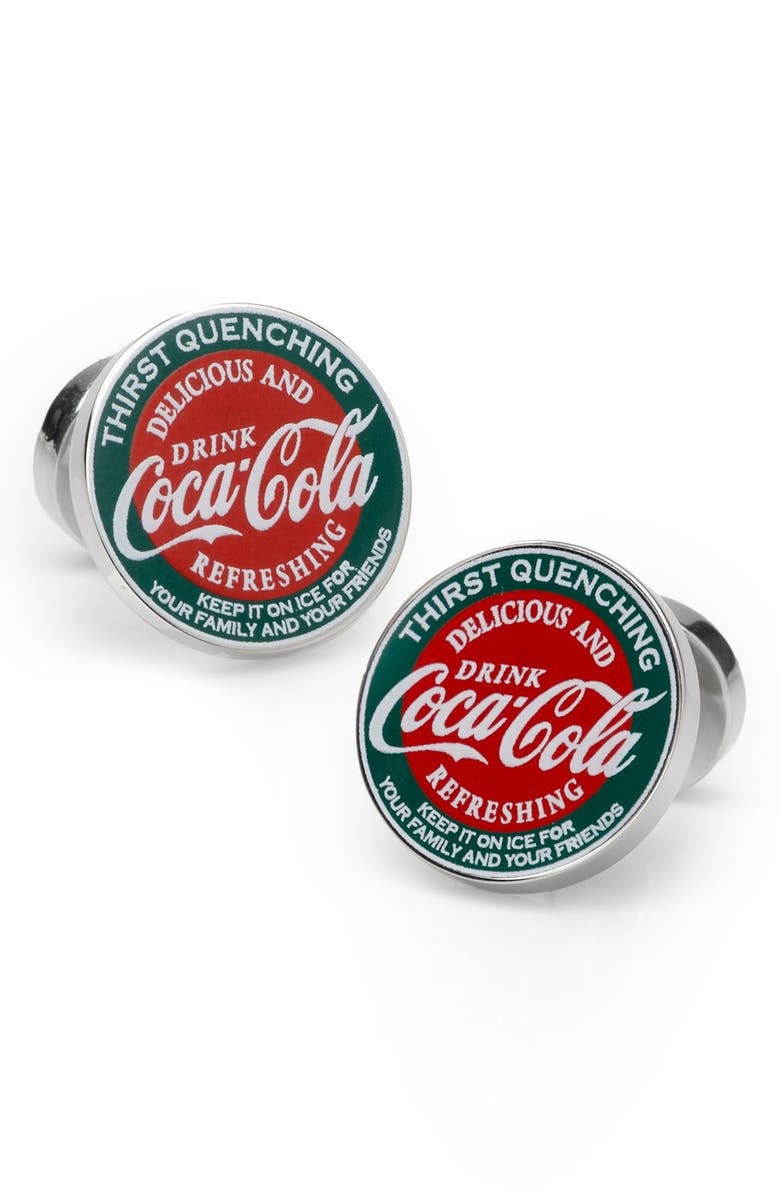 Cufflinks, Inc. Men's Coca-Cola Vintage Cuff Links, Main, color, Green