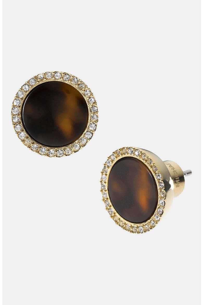 Michael Kors 'Brilliance' Stud Earrings, Main, color, TORTOISE/ CLEAR/ GOLD