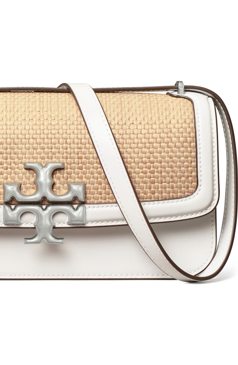 Tory Burch Eleanor Small E/W Leather Straw Convertible Shoulder Bag, Alternate, color,