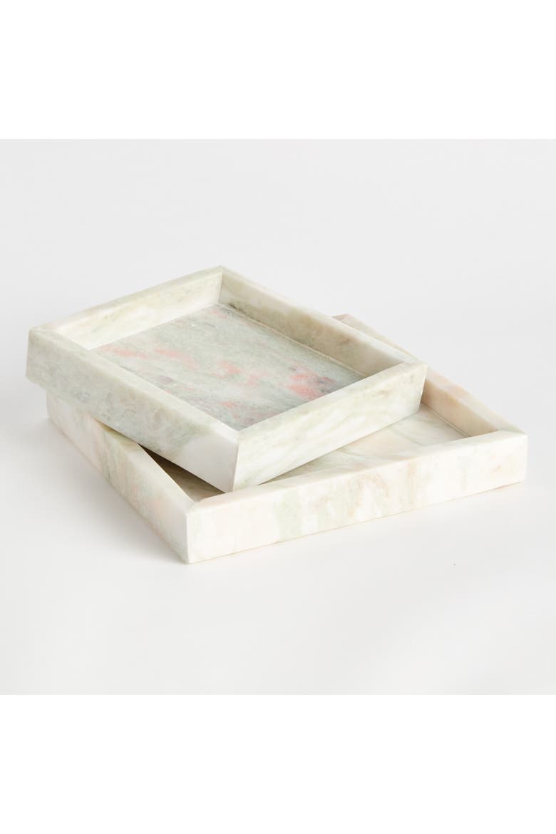 Johanna Green Marble Square Marble Trays Small Set of 2, Alternate, color, Green