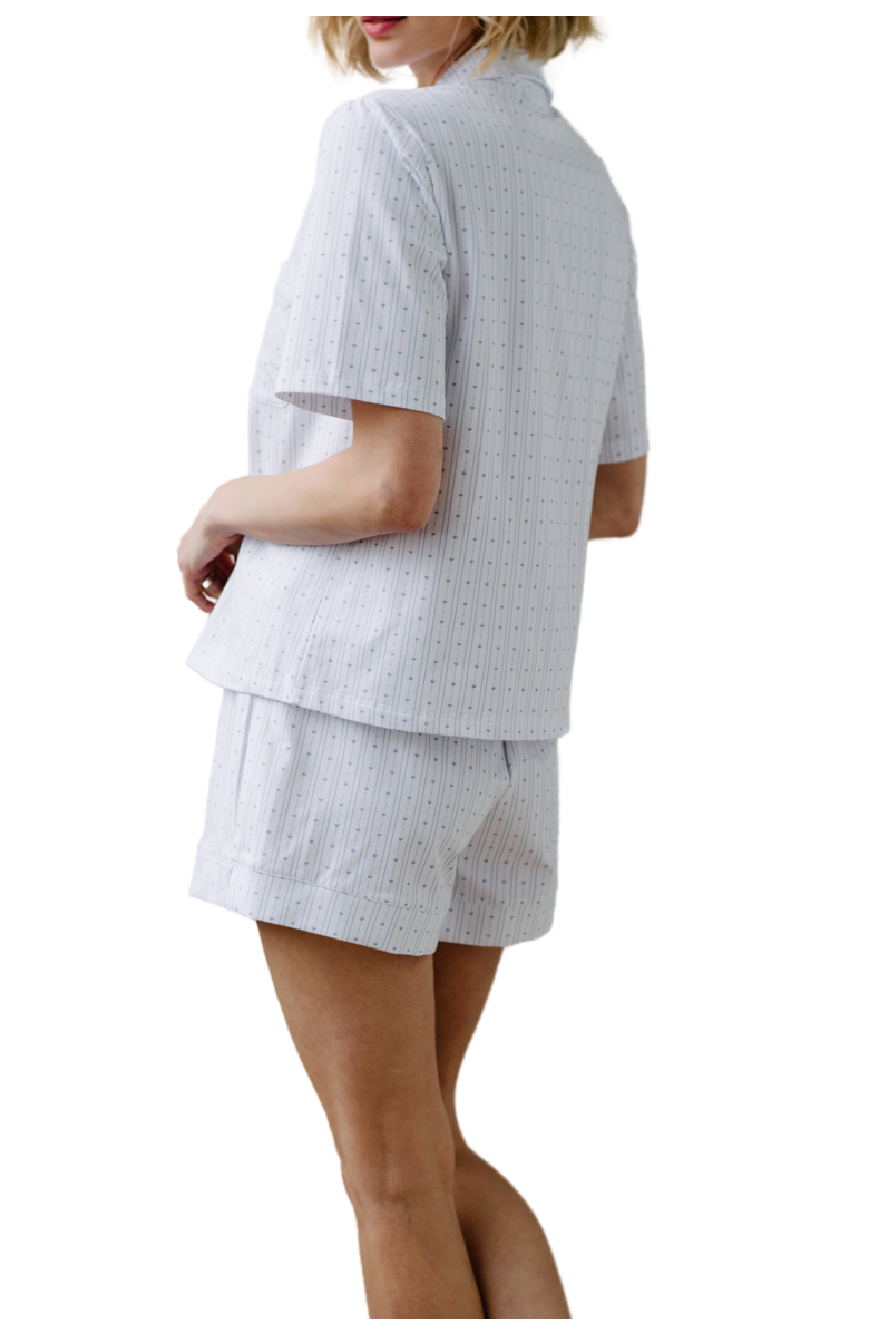 noon Stretch Cotton Short Pajama Set, Alternate, color, Blue Heart Stripe