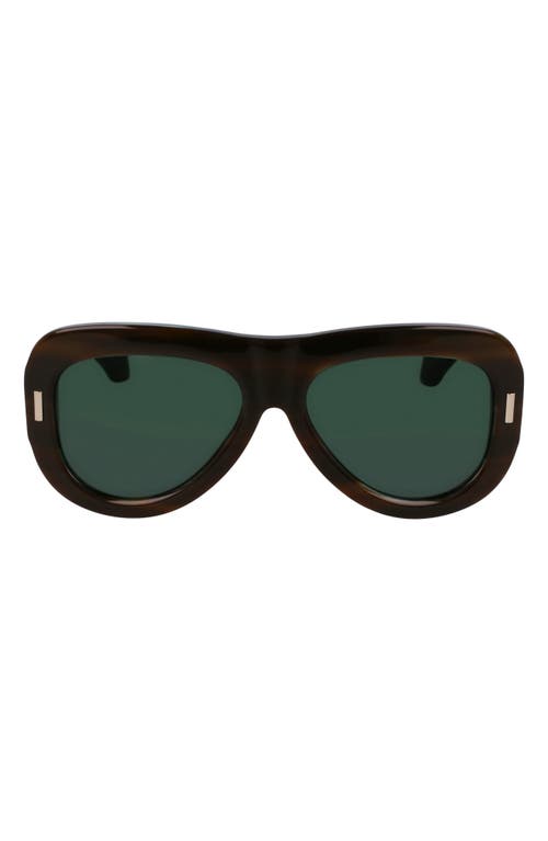 Ferragamo Rivets 57mm Aviator Sunglasses In Striped Brown Green