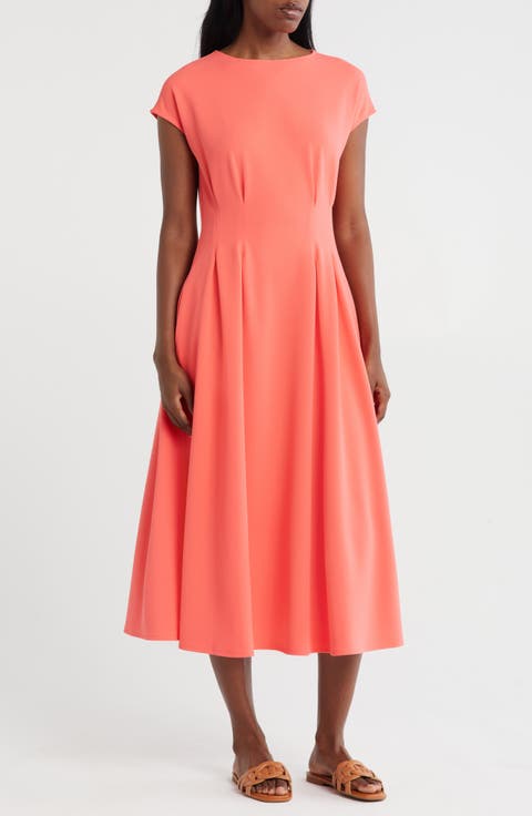 Pleated Waist Knit A-Line Dress