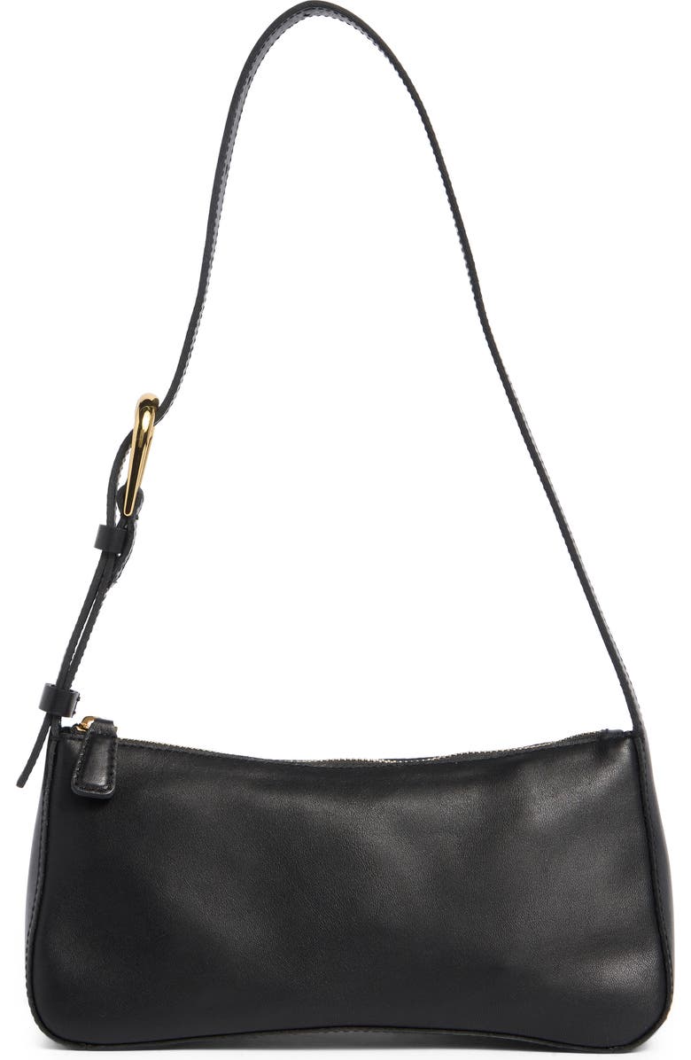 Madewell The Sculptural Buckle Leather Shoulder Bag, Main, color, True Black