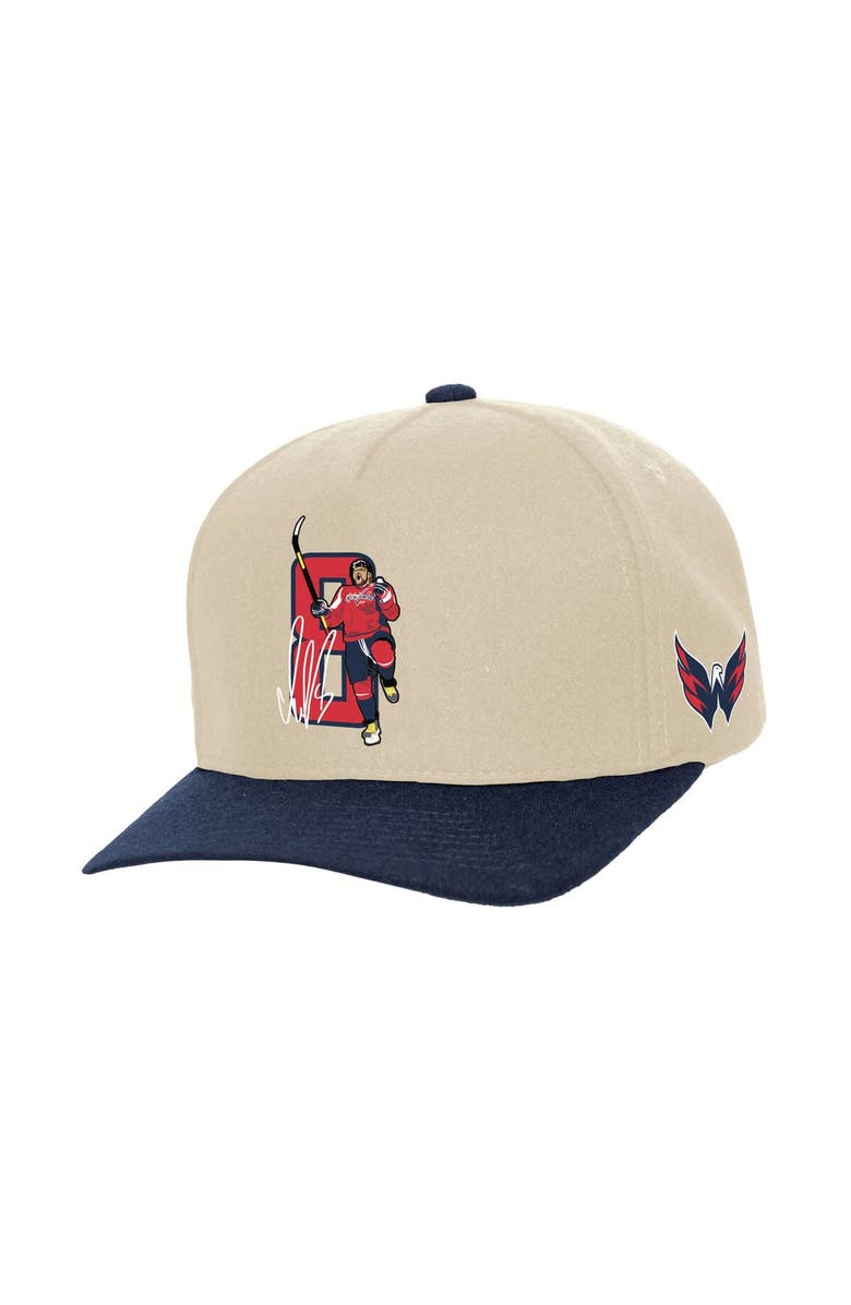 Mitchell & Ness Men's Mitchell & Ness Alexander Ovechkin Cream Washington Capitals All Time Goals Pro Crown Adjustable Hat, Main, color,
