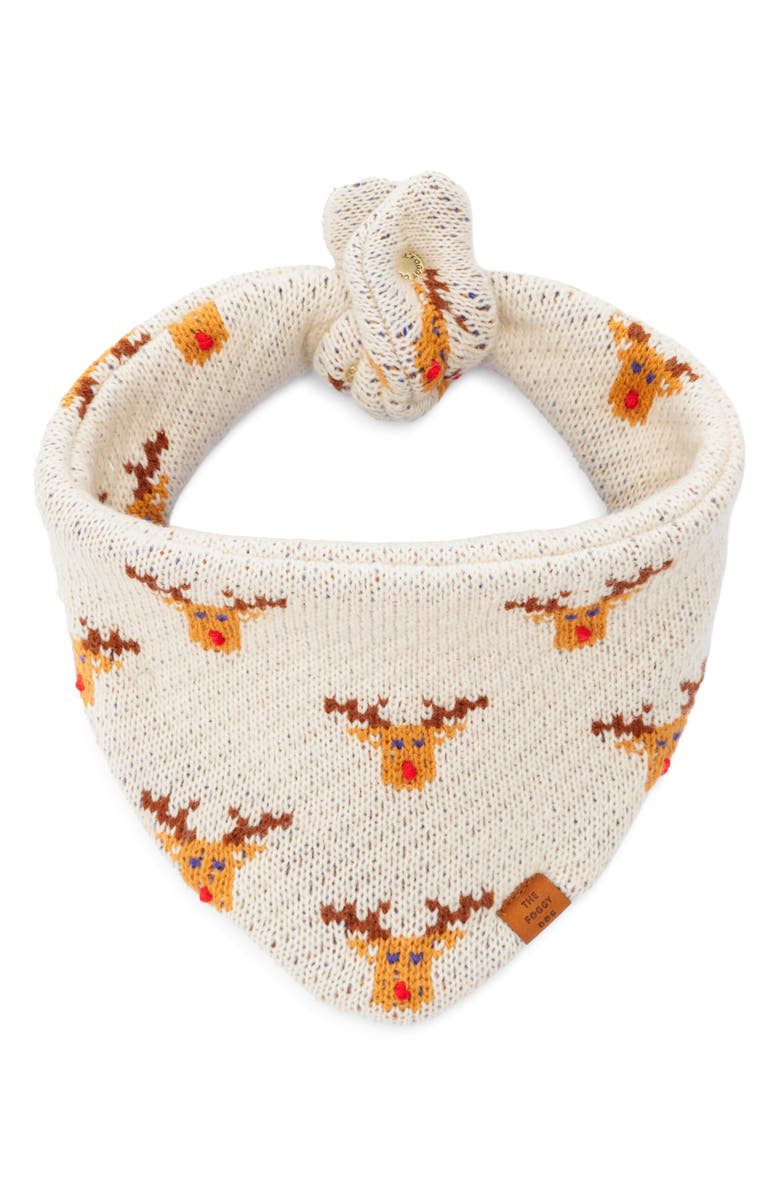 The Foggy Dog Knit Dog Bandana, Main, color, Reindeer