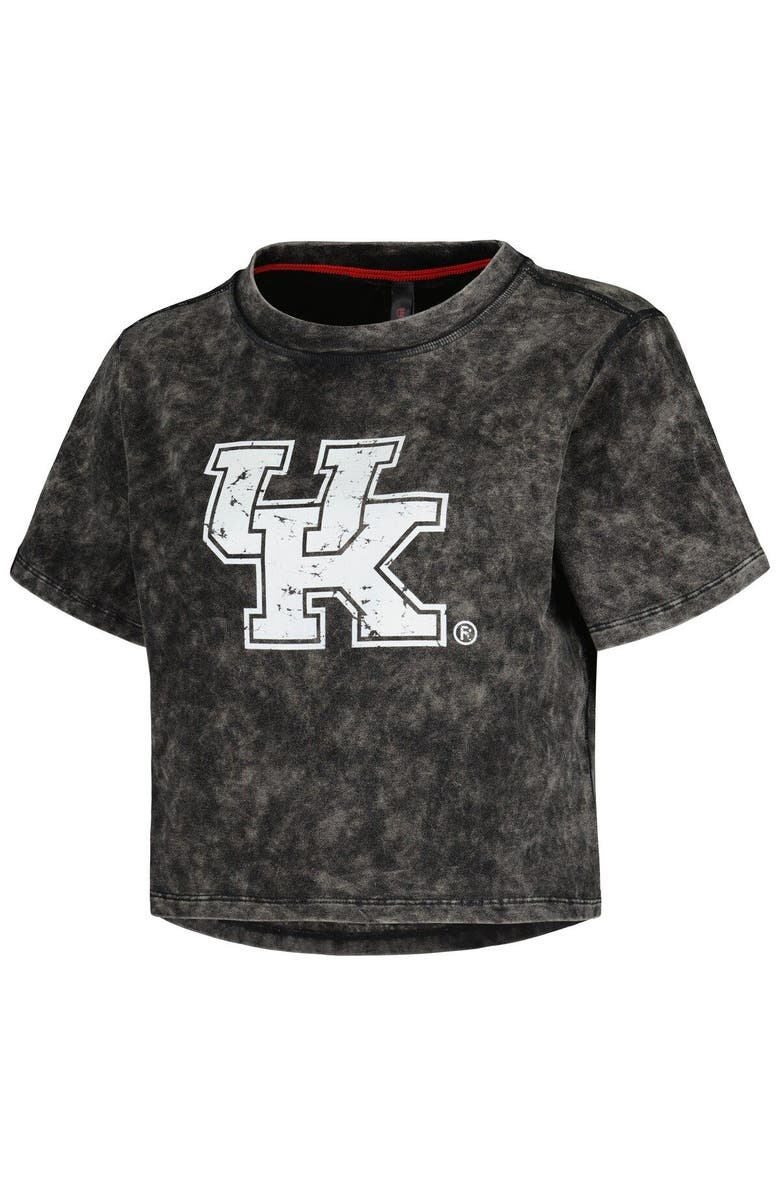KADYLUXE Women's Black Kentucky Wildcats Vintage Wash Milky Silk Cropped T-Shirt, Alternate, color, Black