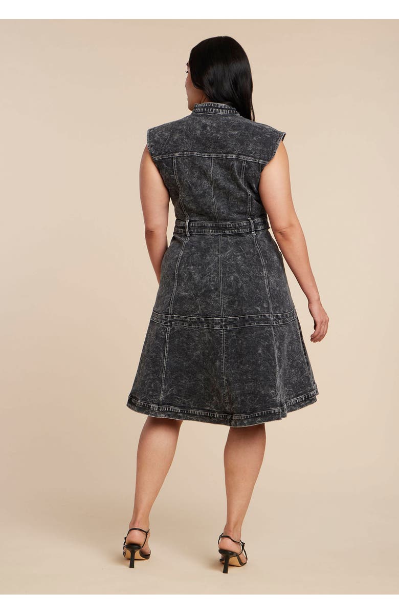 ELOQUII Fit And Flare Denim Dress, Alternate, color, Grey Black Wash