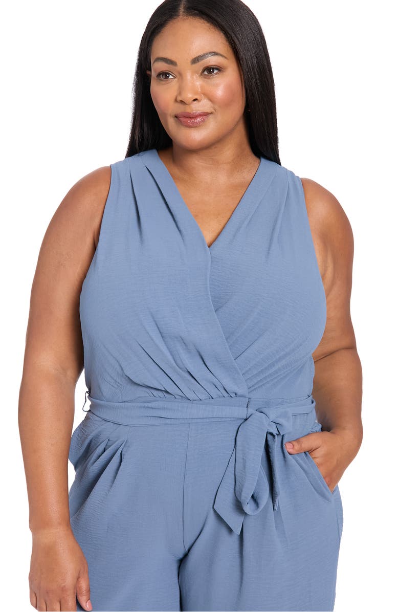 London Times Sleeveless Pleated Jumpsuit, Alternate, color,