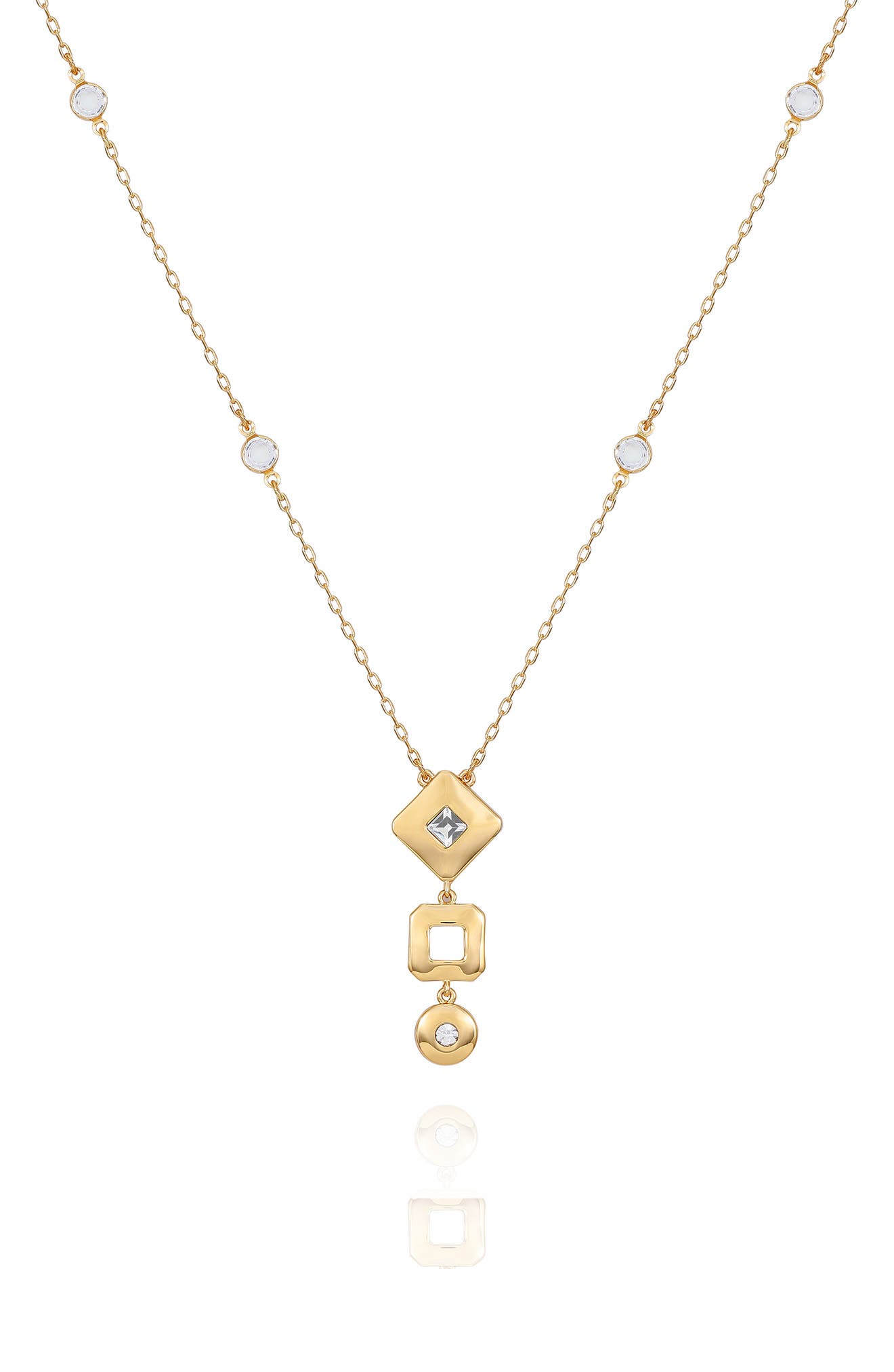 T Tahari Crystal Station Pendant Necklace