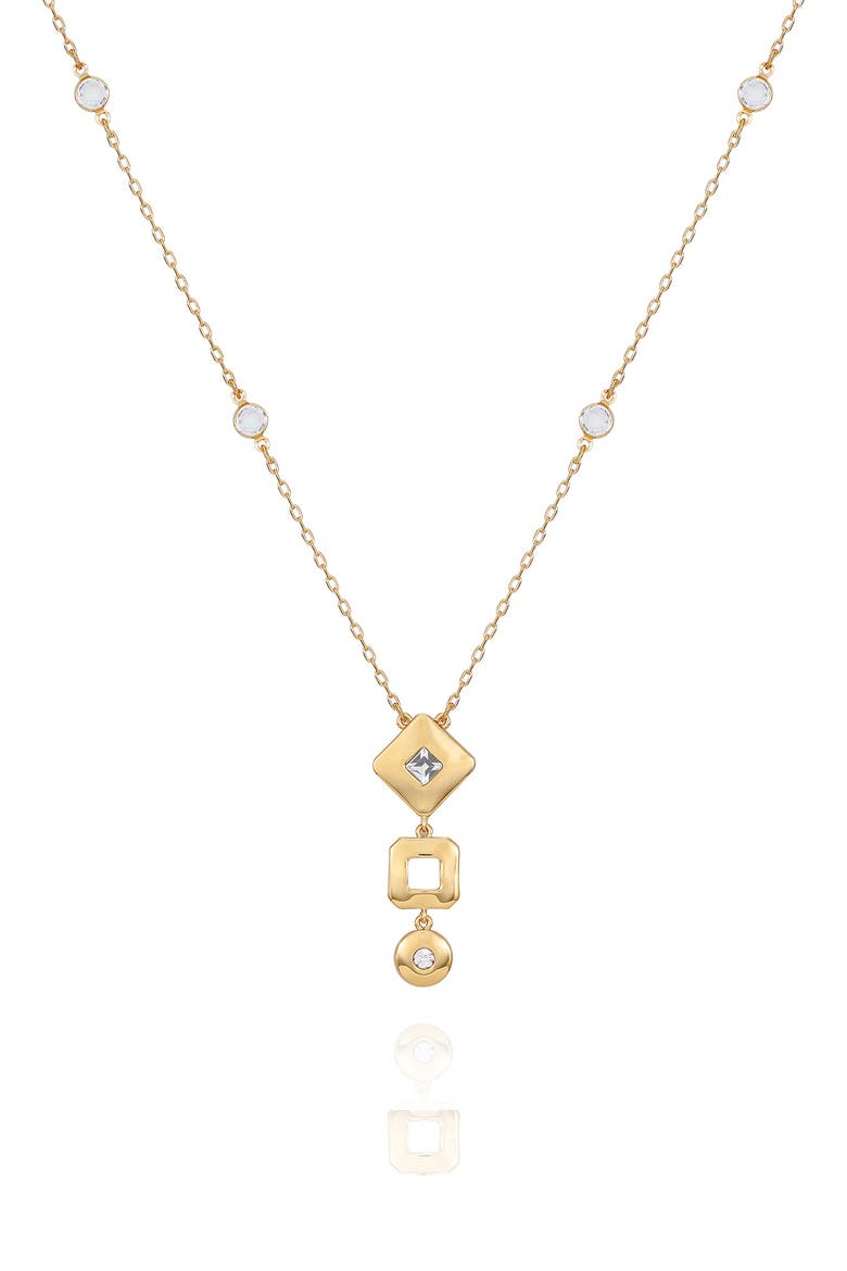 Crystal Station Pendant Necklace, Main, color, GOLD TONE