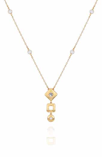 T Tahari Crystal Station Pendant Necklace