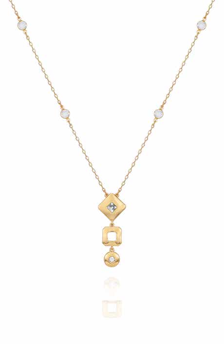 T Tahari Crystal Station Pendant Necklace