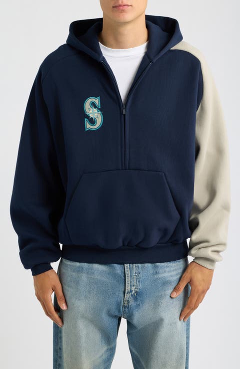 x MLB Seattle Mariners Cotton Blend Fleece Half Zip Hoodie