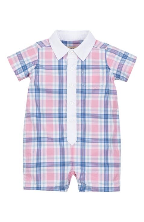 Baby Poplin Button Front Romper, Infant