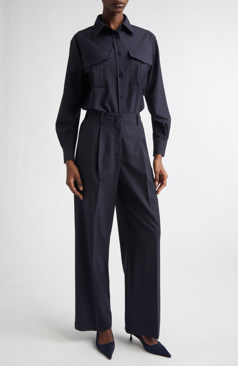 Herno Oversize Lightweight Stretch Blend Button-Up Shirt, Alternate, color, 9200 Navy