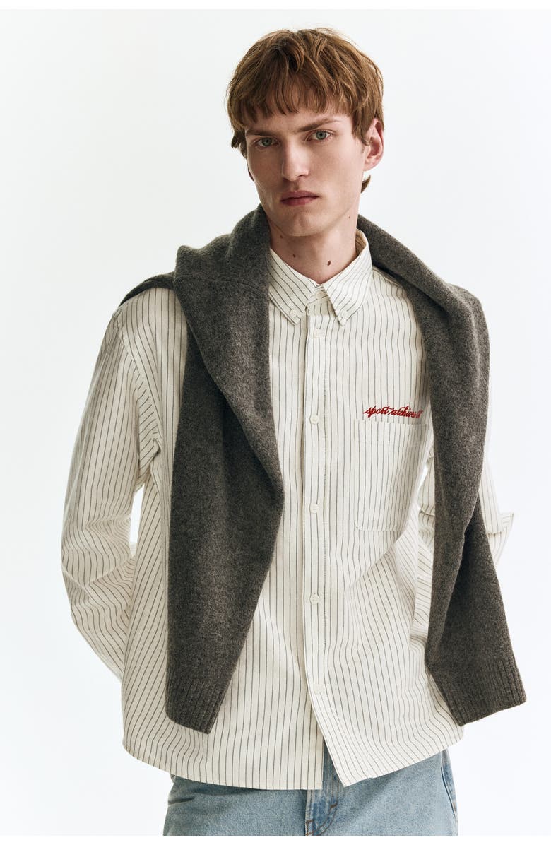 H&M Loose Fit Oxford Shirt, Alternate, color, White/Striped