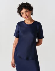 Ghost London Ria Short Sleeve Satin Top