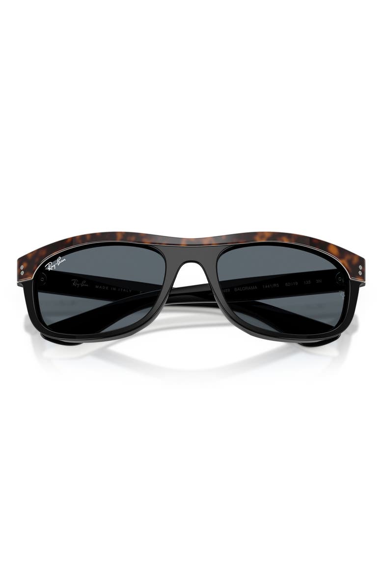 Ray-Ban 62mm Balorama Rectangle Sunglasses, Alternate, color, Havana On Black / Blue