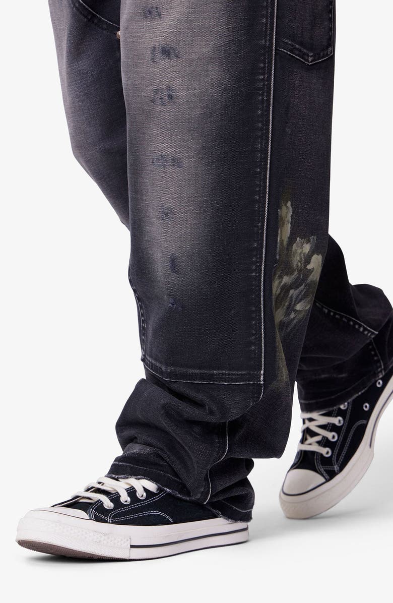 mnml Baggy Fit Painted Distressed Cotton Canvas Carpenter Pants, Alternate, color, 