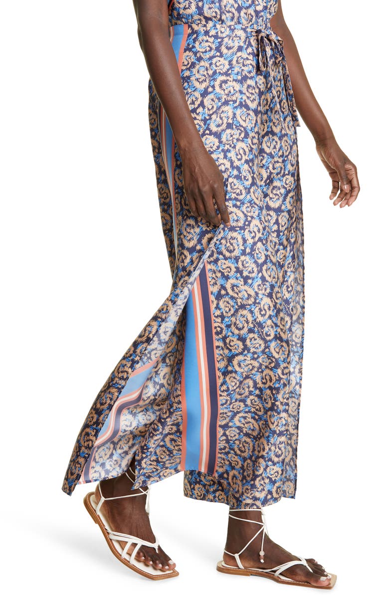 FERRAGAMO Leopard Print Tie Waist Silk Pants, Alternate, color, 