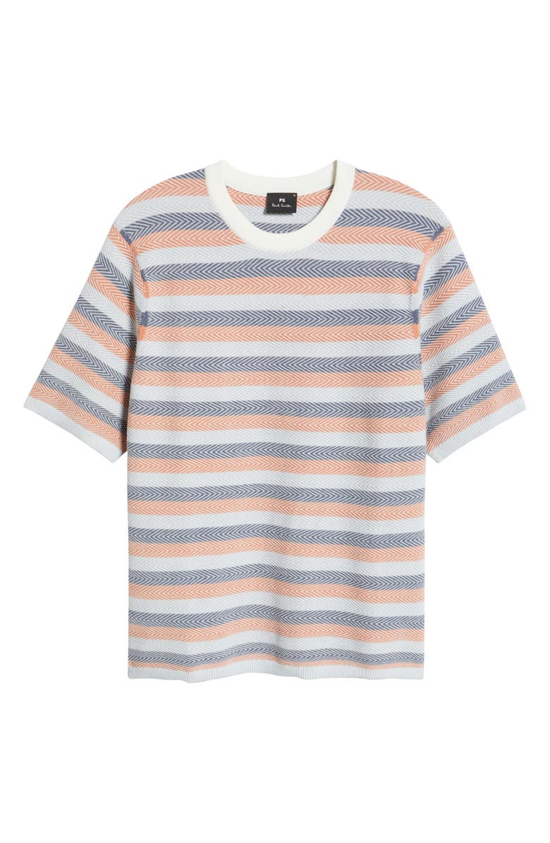Paul Smith Short Sleeve Stripe Chevron Sweater, Alternate, color, 