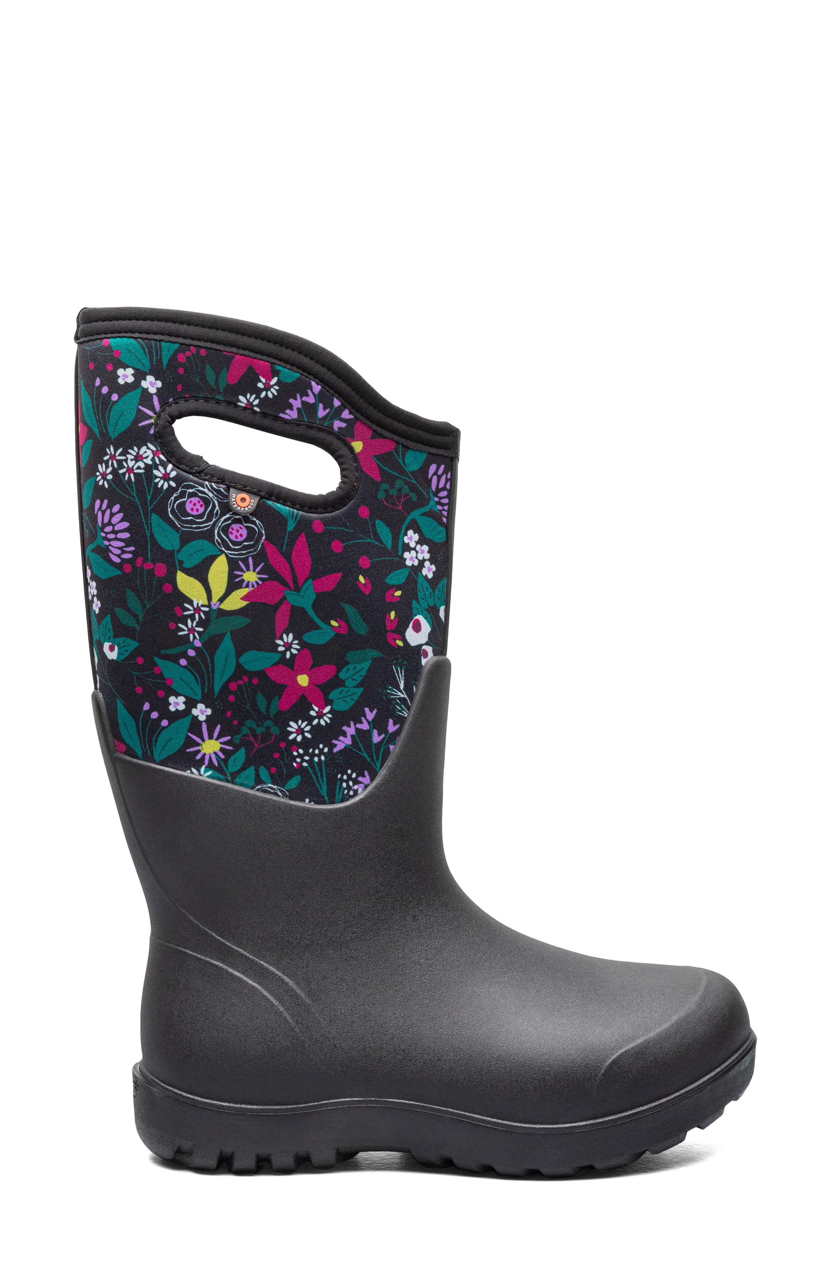 Bogs Neo Classic Cartoon Flower Waterproof Rain Boot, Alternate, color, 