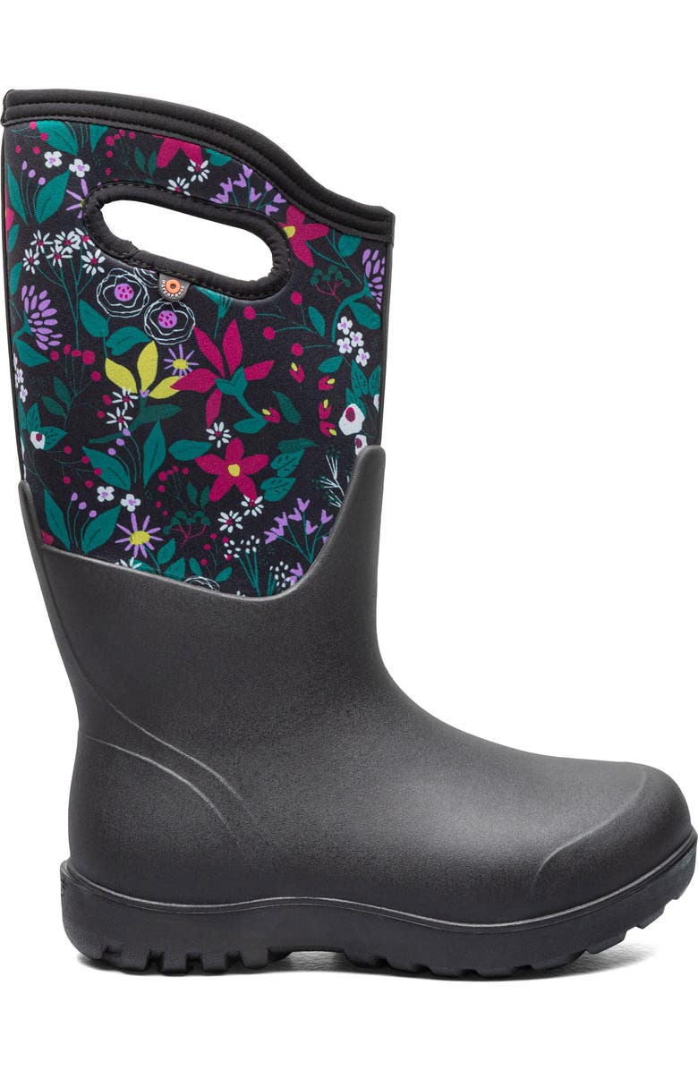 Bogs Neo Classic Cartoon Flower Waterproof Rain Boot, Alternate, color,