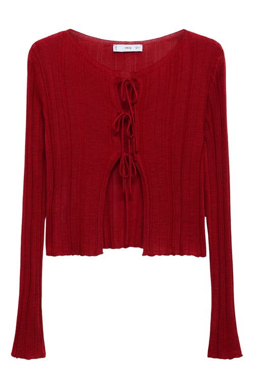 Mango Tie Front Cardigan In Red