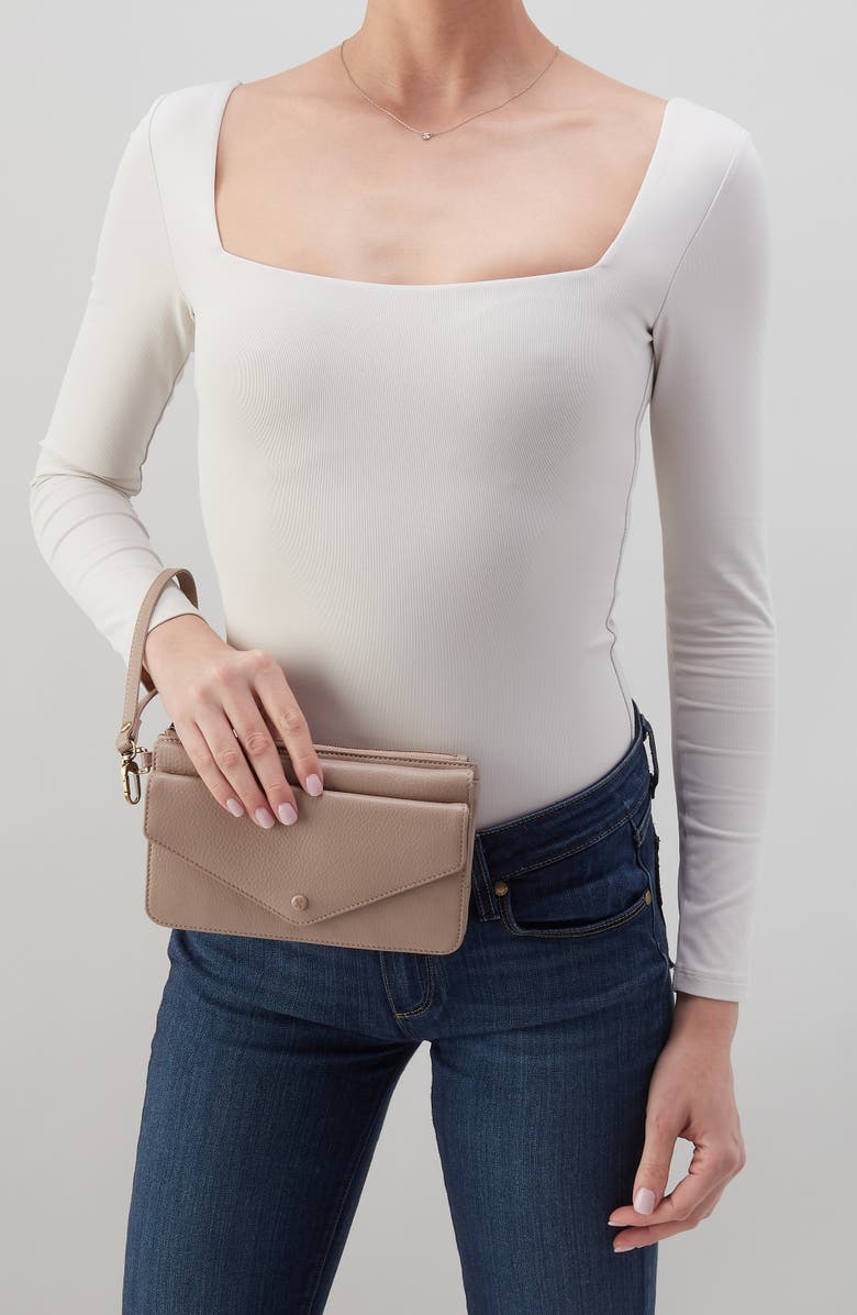 HOBO Goldie Leather Wristlet, Alternate, color, Warm Adobe