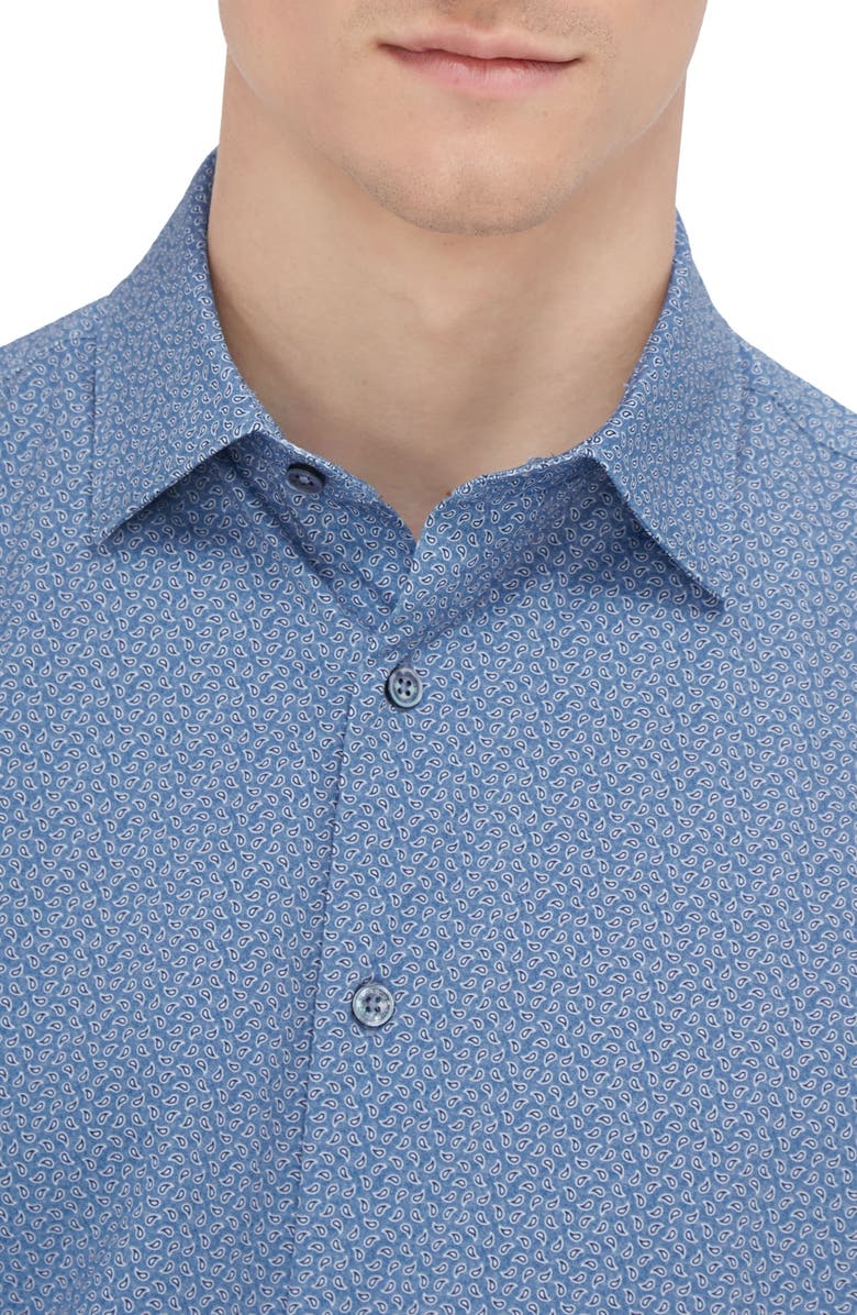 Bugatchi James OoohCotton<sup>®</sup> Paisley Button-Up Shirt, Alternate, color, Night Blue