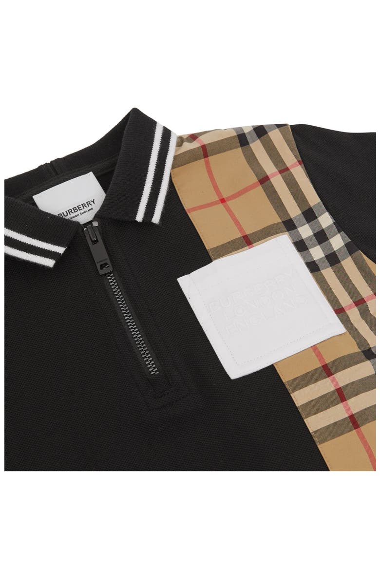 Kids' Mini Matthew Check Panel Piqué Polo, Alternate, color, BLACK