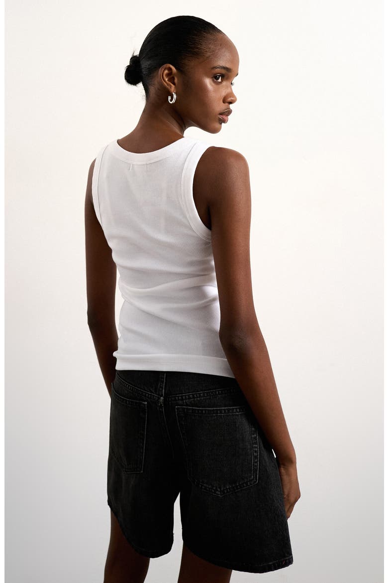 Scoop Neck Stretch Cotton Rib Tank, Alternate, color, WHITE