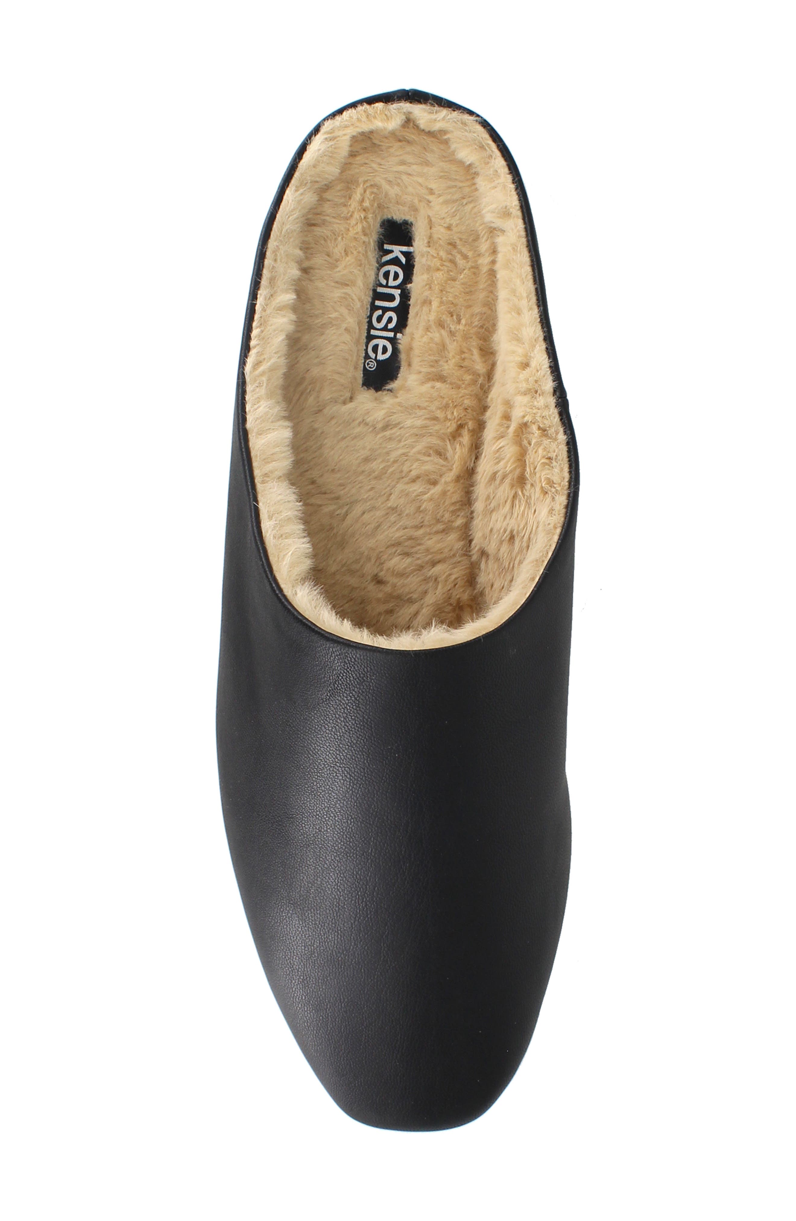 Nathaly Faux Shearling Lined Mule, Alternate, color, BLACK FAUX LEATHER