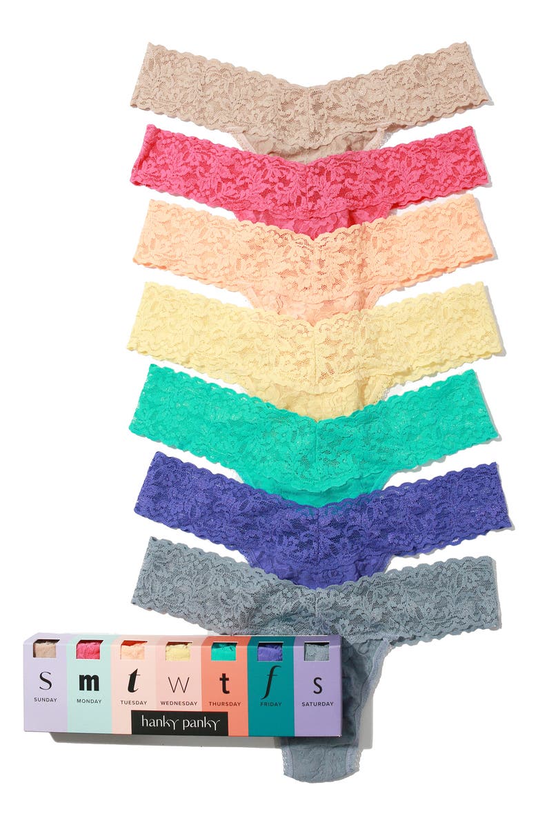 Hanky Panky Assorted 7-Pack Lace Low Rise Thongs, Alternate, color,