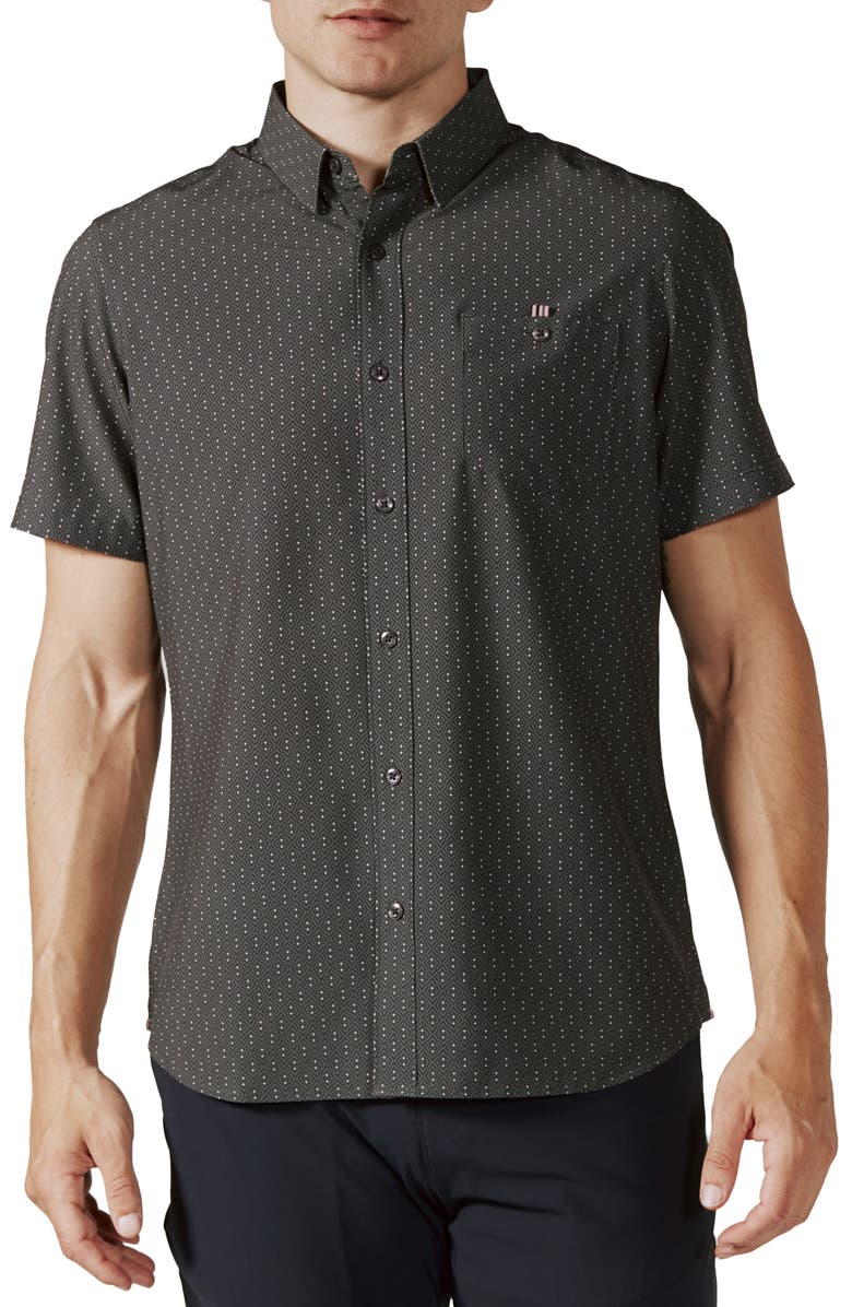 7 Diamonds Altea Short Sleeve Performance Button-Up Shirt, Main, color, 