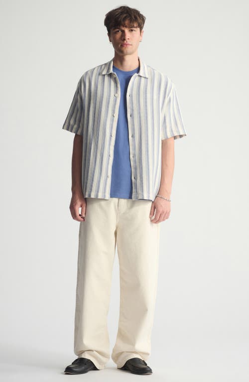 Brooklyn Industries Stripe Short Sleeve Cotton Button-up Shirt In Multi