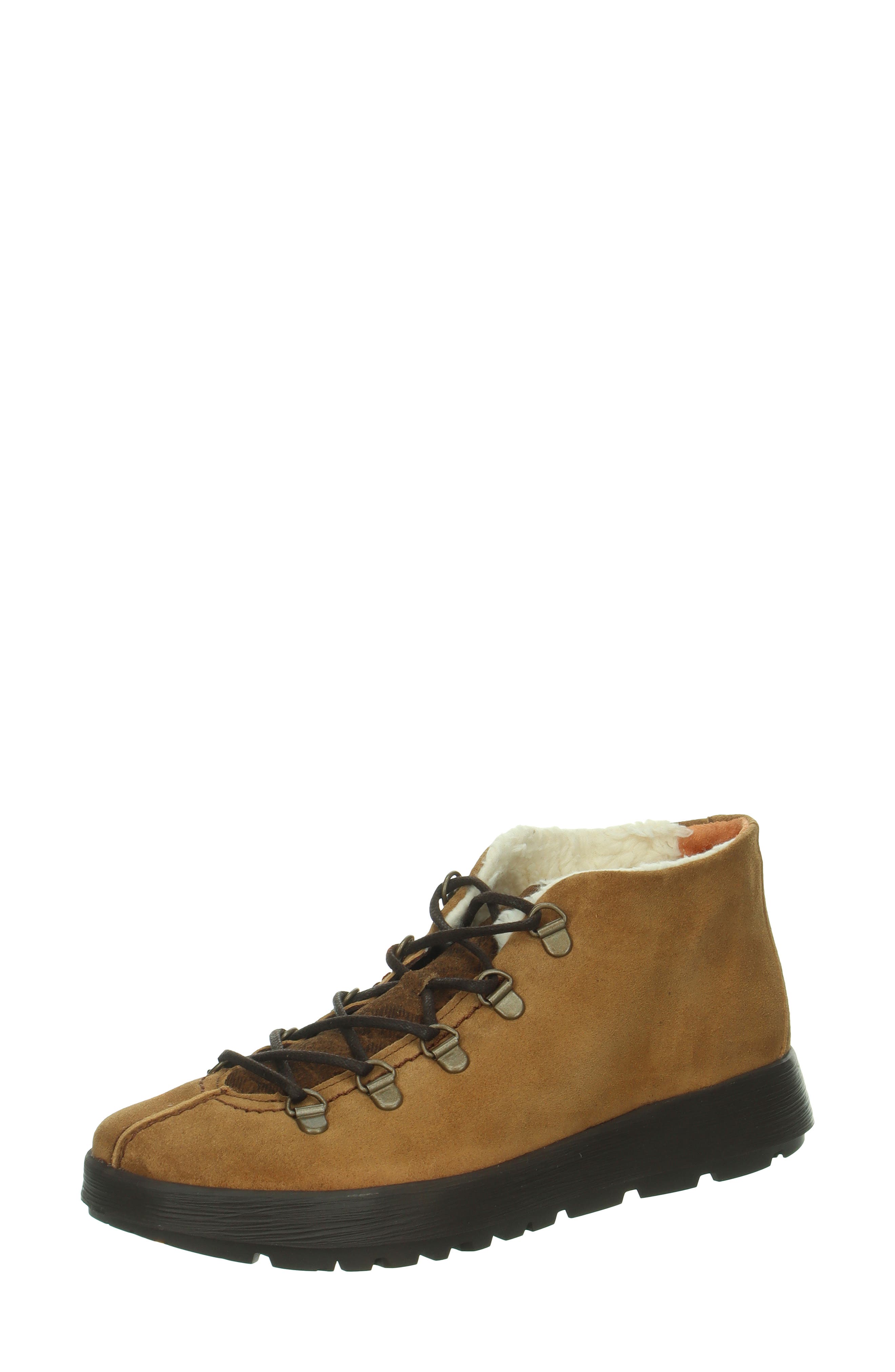 Comoda Lace-Up Leather Bootie, Main, color, CINNAMON/ KOMBI