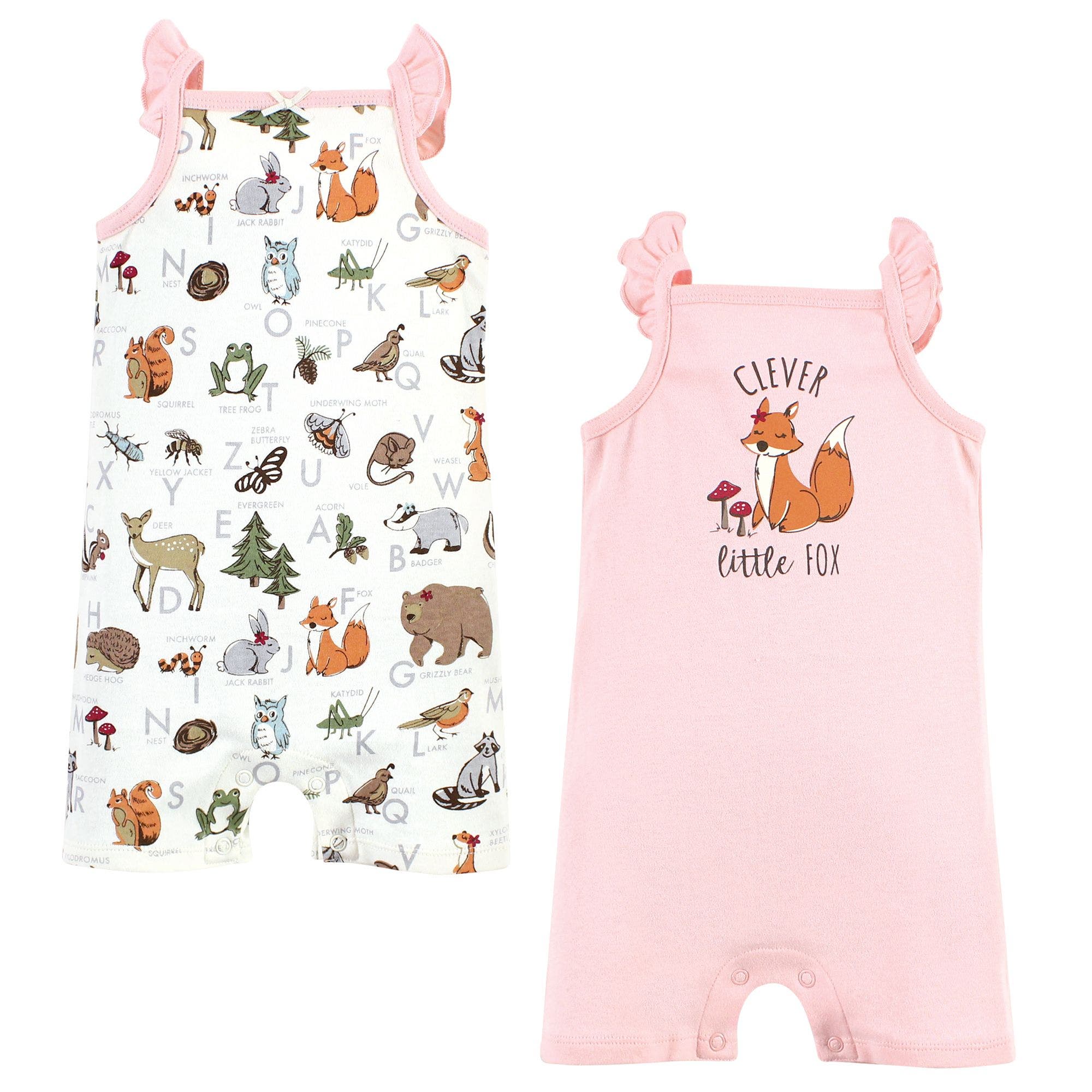 Touched By Nature Babies'  Organic Cotton Romper Twin Pack In Multi