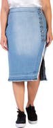 Standards & Practices Frayed Slit Hem Denim Skirt