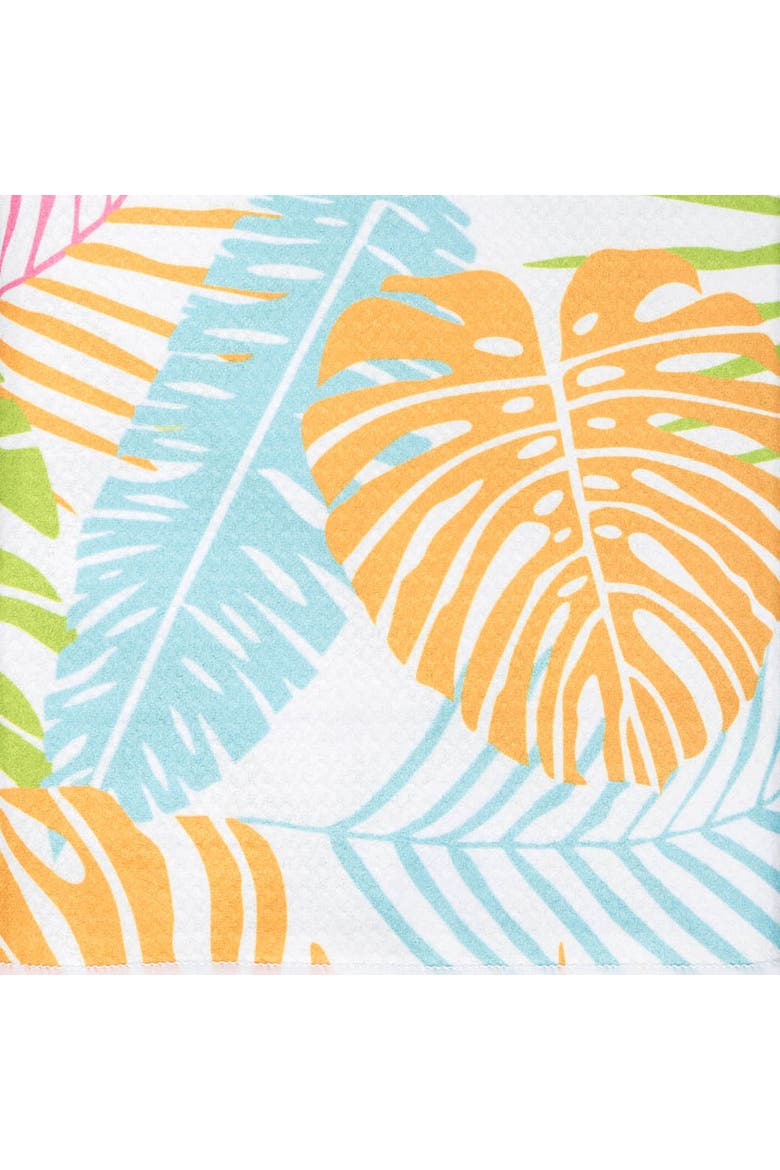 Palm Beach Tropical Monstera 100% Cotton Dishtowel, Alternate, color, Blue