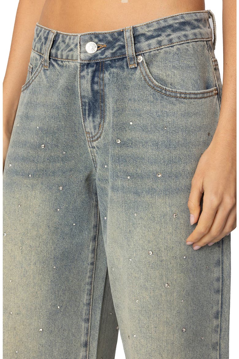Low Rise Rhinestone Wide Leg Jeans, Alternate, color, GRAY