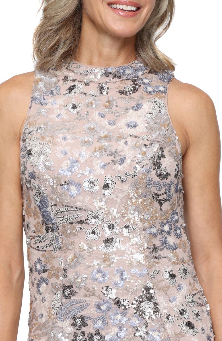 Alex Evenings Sequin Floral Stretch Gown, Alternate, color, Taupe Multi