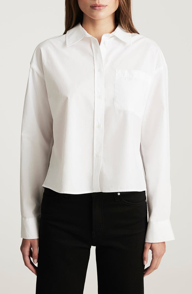 Mavi Jeans Long Sleeve Crop Cotton Button-Up Shirt, Main, color,