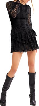 Free People Tabby Lace Long Sleeve Minidress