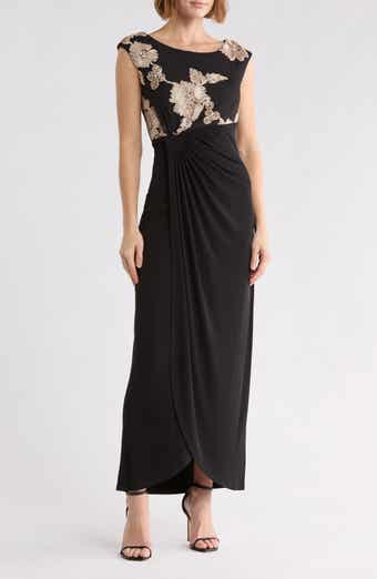 Soutache Bodice Faux Wrap Gown