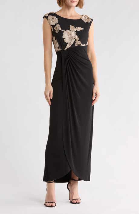Soutache Bodice Faux Wrap Gown